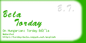 bela torday business card